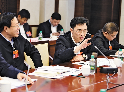 会议分组审议政府工作报告,全国人大代表,牡丹江市市长高岩