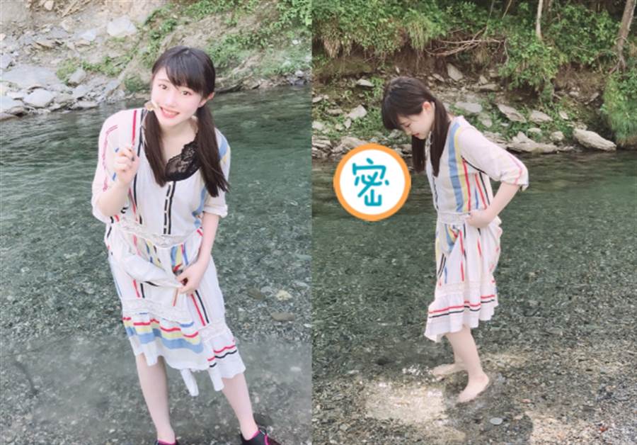 女明星照片:日本女星河边开心玩水 照片意外拍到诡异身影(图) 日本女星在河边踩水