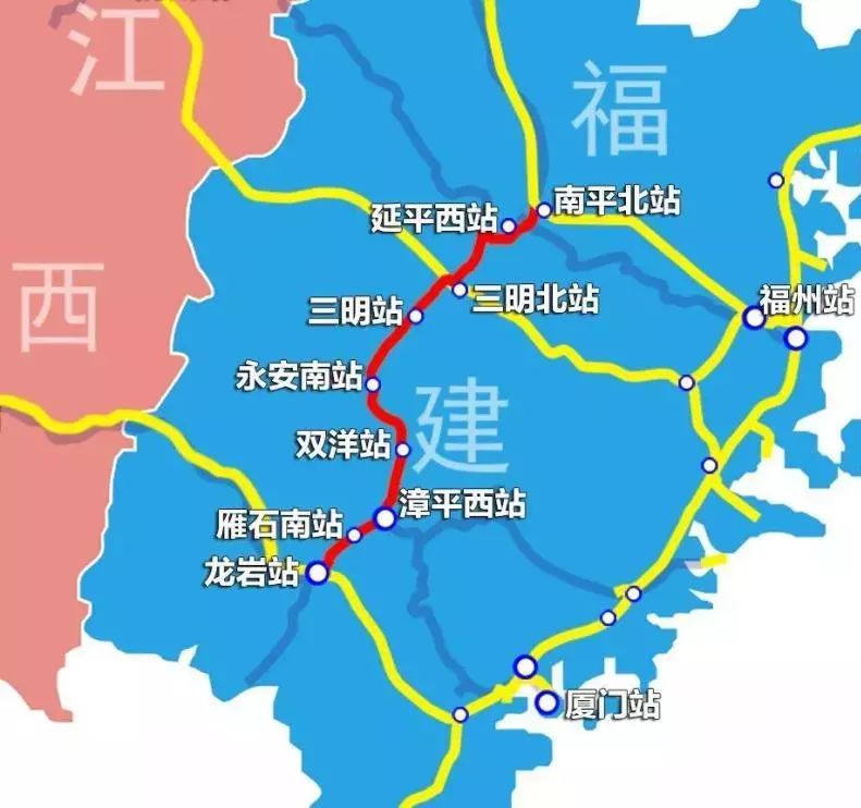 南龙铁路北起福建省南平市,南抵龙岩市,线路全长248.