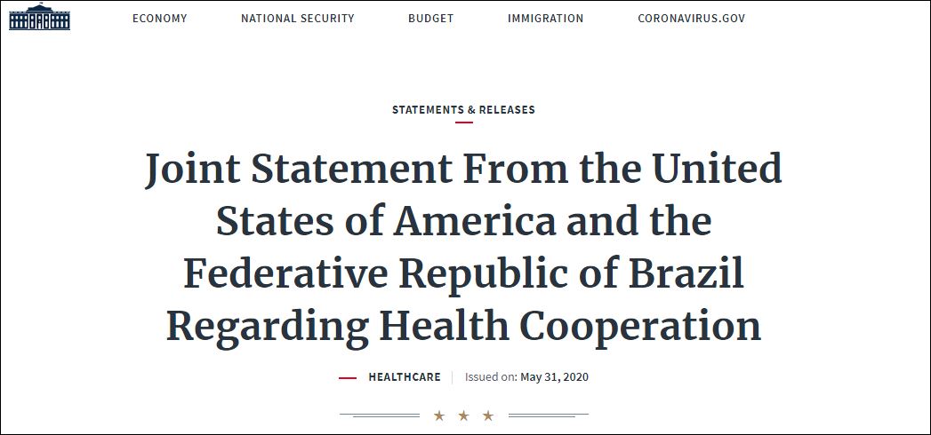 美国与巴西的联合声明截图