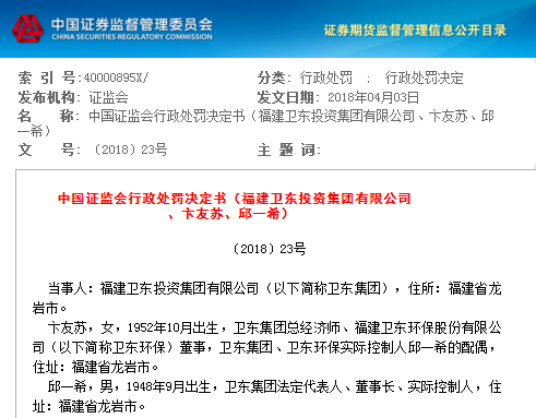 证监会揭开卫东环保背后秘密铤而走险操纵股价却不为赚钱 财经头条 证监会揭开卫东环保背后秘密铤而走险操纵股价却不为赚钱 财经头条