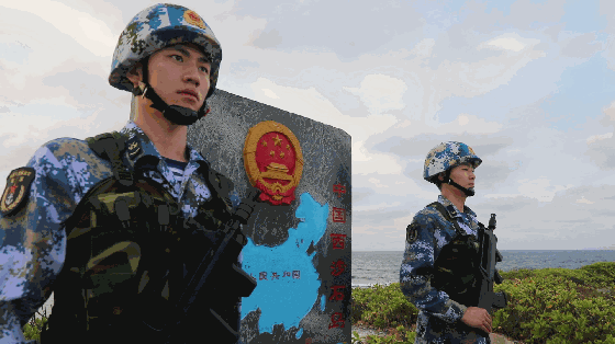 "我爱这蓝色的海洋,祖国的海疆壮丽辽阔……我守卫在海防线上,保卫着