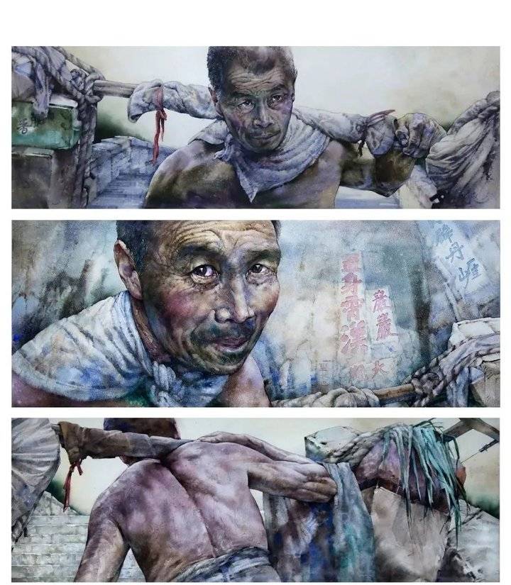 刘建东   水彩画《挑山工》刘建东   水彩画 《岁月如歌》冯晓东