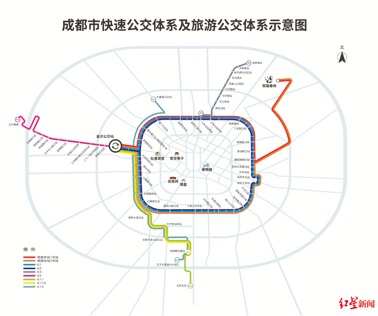 成都快速公交体系及旅游公交体系示意图熊猫快线1号线熊猫快线1号线