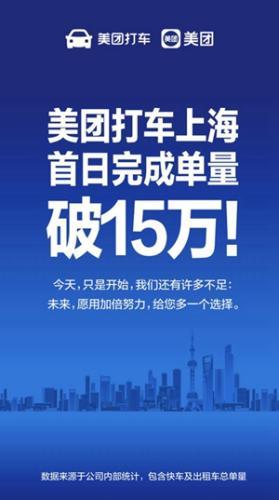 美团打车上海首日完成订单量突破15万单