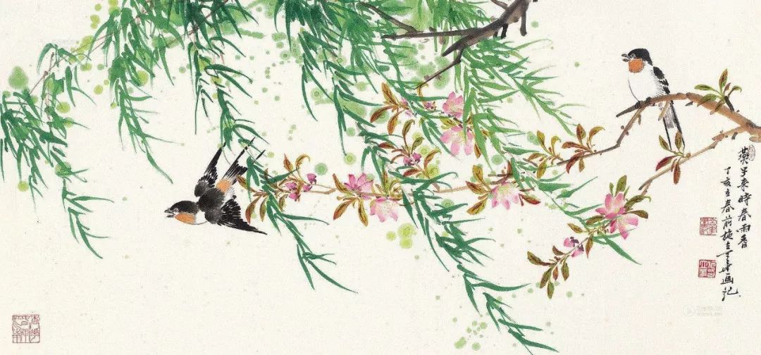 刚下过蒙蒙的细雨草长莺飞时一路北上就记载了燕子的习性一个"燕"字