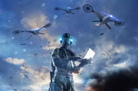 ▲美国DARPA设想的未来智能无人机作战场面。