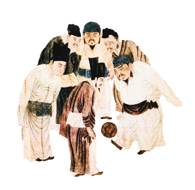 古画上高规格的蹴鞠运动
