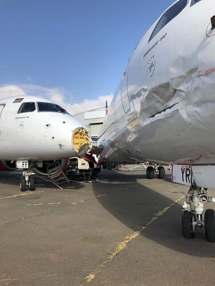 肯尼亚航空两架e190维护时相撞飞机严重受损