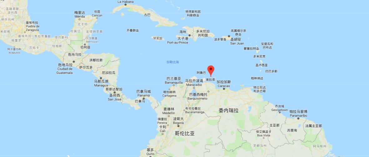 库拉索位置示意/该岛原为荷属安的列斯群岛的一部分,2010年10月10日后