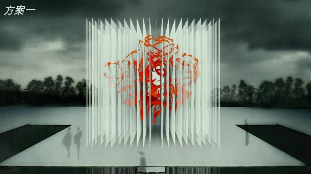 创意说明:阵列钢柱富有仪式感,如树木林立的森林秘境.