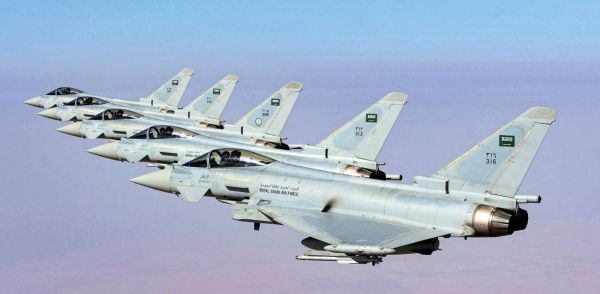  资料图片：沙特空军“台风”战机编队。（图片来源于网络）