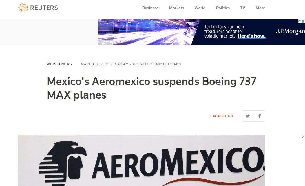 墨西哥航空停飞6架波音737 MAX 8 墨西哥航空停飞6架波音737 MAX 8