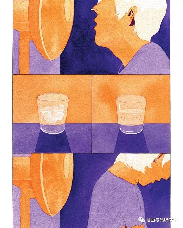 插画丨水彩竟然也能画出纯粹的单色调!每一幅都有一个自己的故事