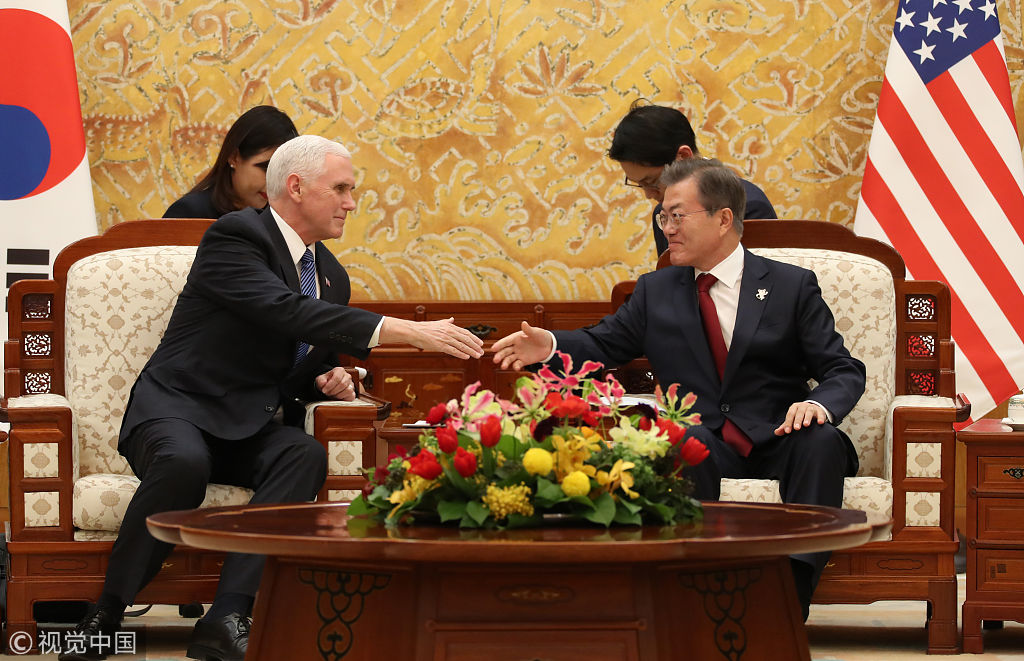 韩国总统文在寅会见美国副总统彭斯|文在寅|彭斯|韩国总统_新浪新闻