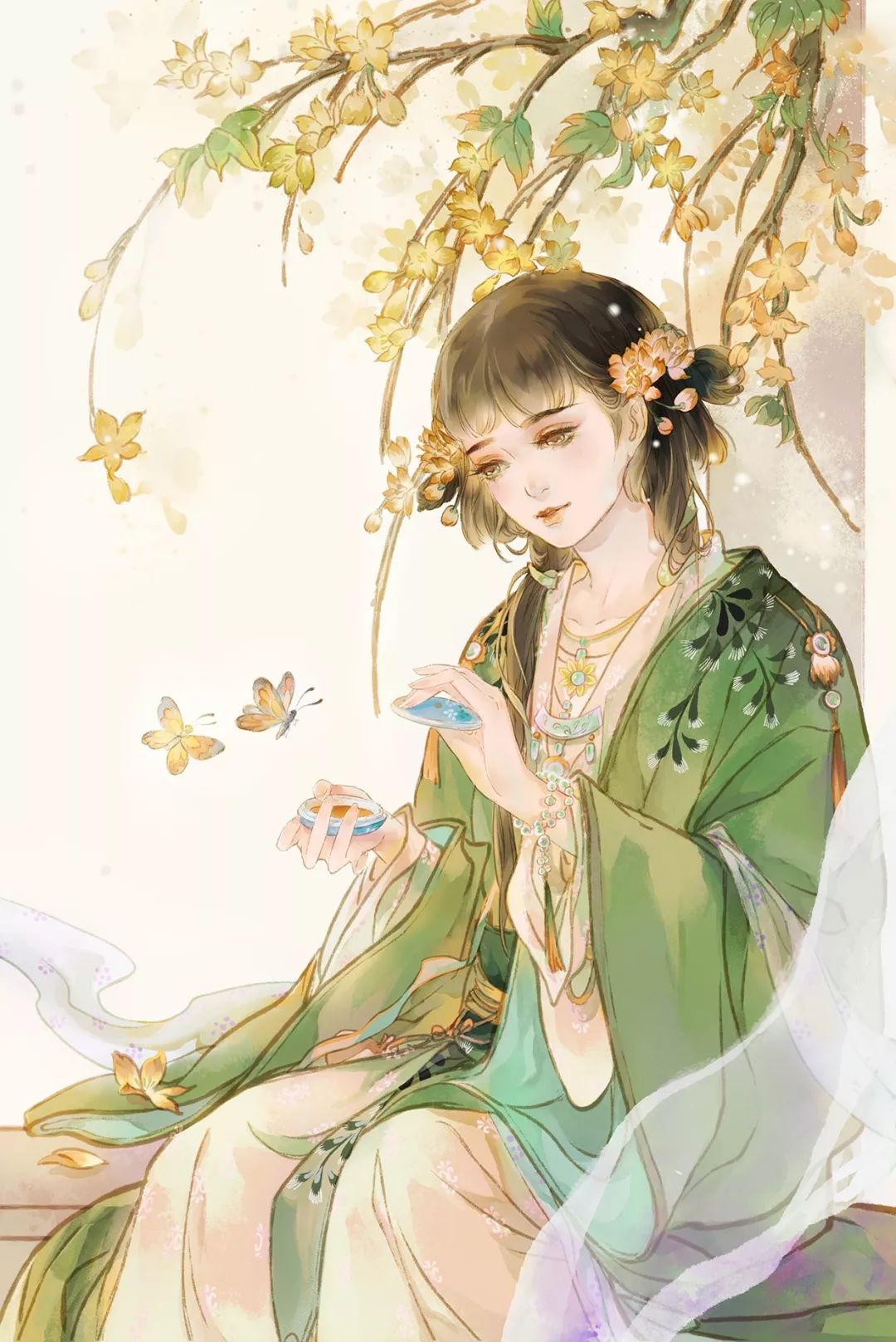 今晚开课古风板绘人物插画10节课报名啦体验绝美古风桃花源