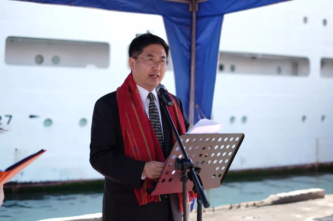 中国驻东帝汶大使刘洪洋在欢迎和平方舟医院船访问东帝汶仪式上致辞