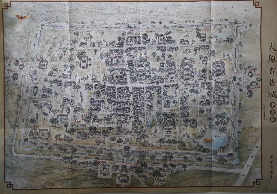 太原古县城手绘地图与游客见面美呆了