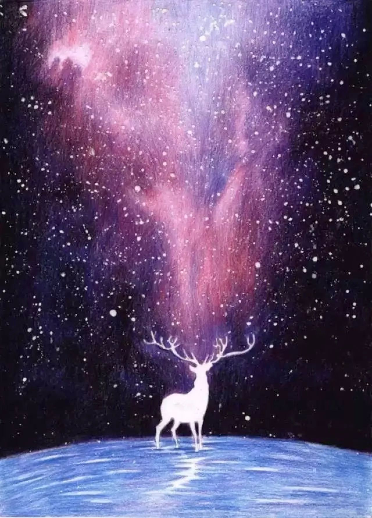 星空下的麋鹿   星星挂在天上 麋鹿站在星空之下 是黑夜,也有光亮