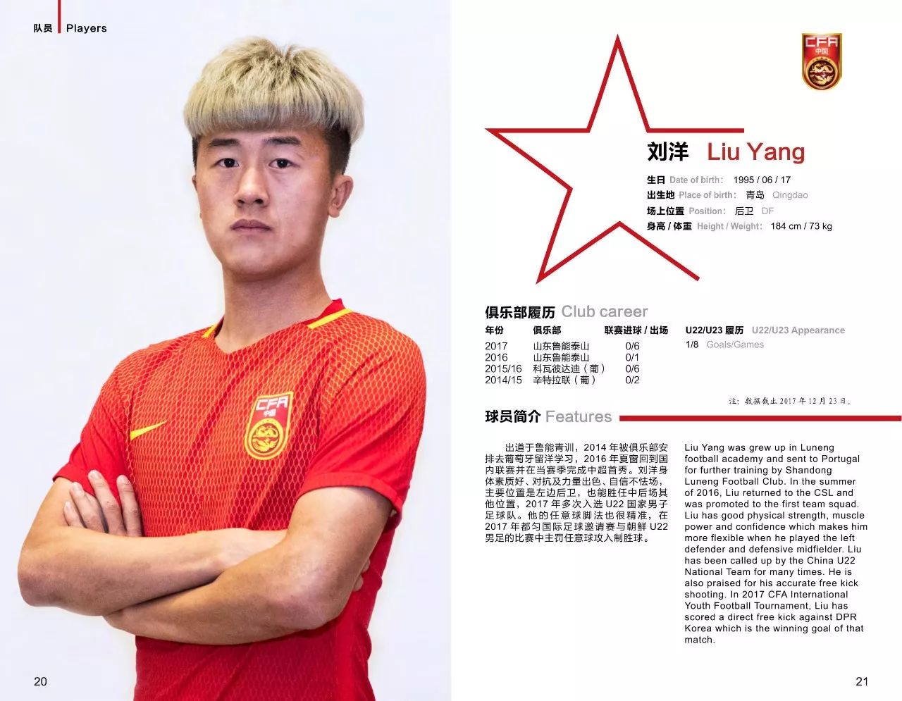 中国U23国家男子足球队官方队刊 快来收藏!