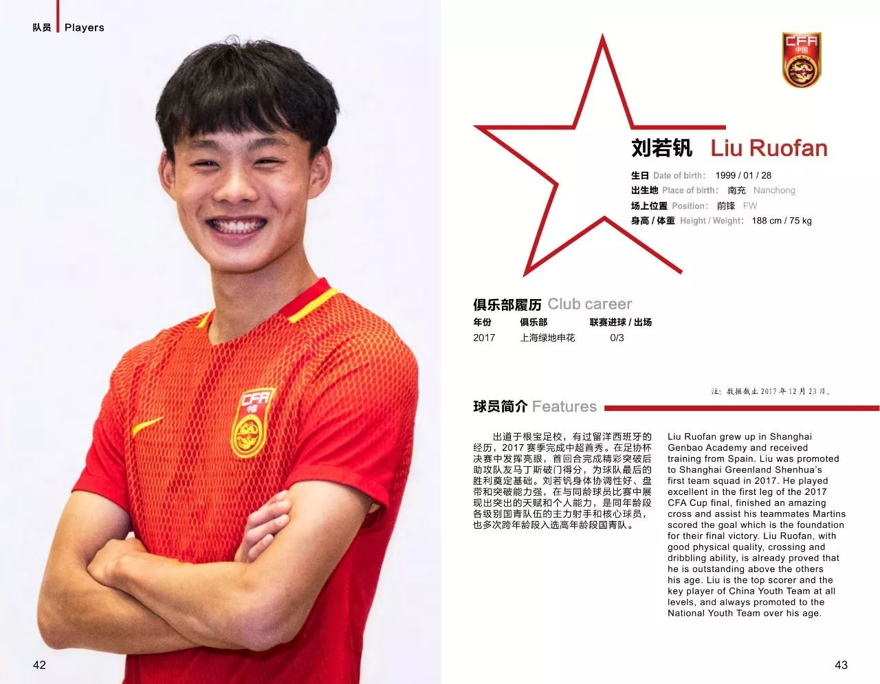 中国U23国家男子足球队官方队刊 快来收藏!