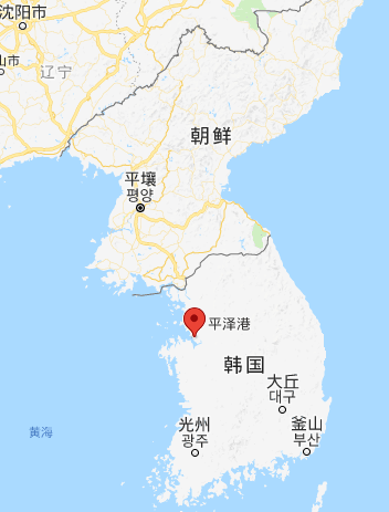 点击查看大图) 平泽港位于韩国西海岸(截图自谷歌地图) 12月29日,韩国