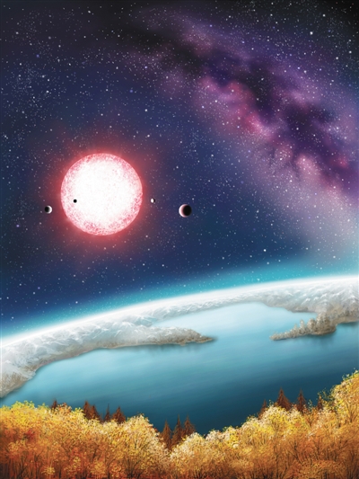 行星Kepler-186f的艺术构想图