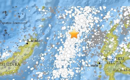 印尼附近海域发生4.6级地震 震源深度66.4公里
