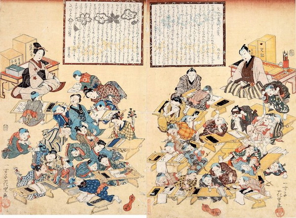 江户时代寺子屋《小仓百人一首》浮世绘是江户时代,日本桥一家出版商