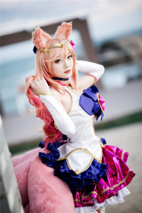 lol星之守护者系列cos阿狸冰肌雪肤清纯无敌