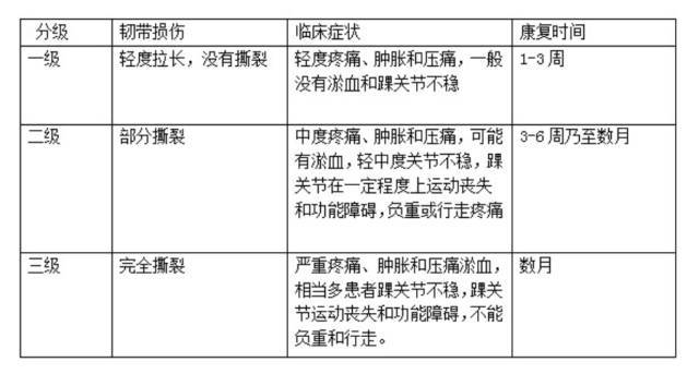 2.踝关节扭伤临床分级