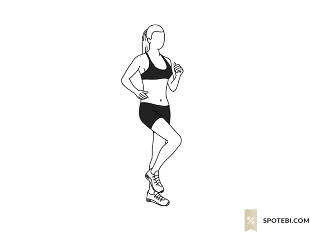 站直.原地踏步,自由地挥动手臂.持续踏步30秒.