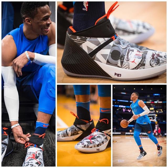 果然很潮!威少首款签名球鞋亲穿上脚照欣赏