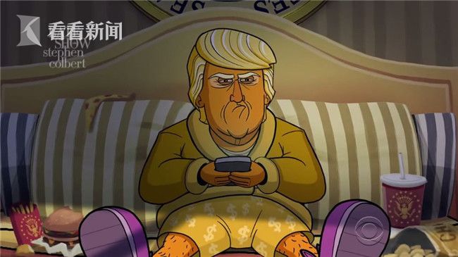 视频特朗普登上动画片啦卡通总统形象神经质还爱发推特