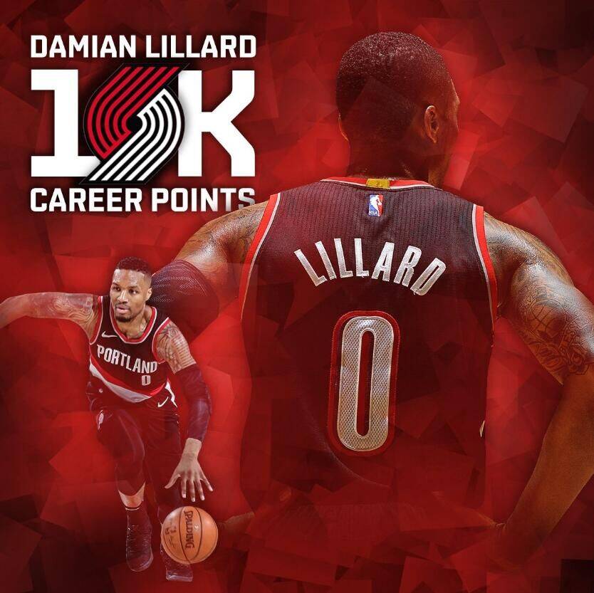 利拉德成为第八位在前六赛季拿到1万分两千五助攻球员