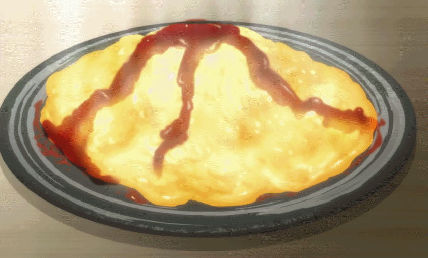 切开有流心的半熟蛋包饭,跟朋友一起做的饭才最美味!