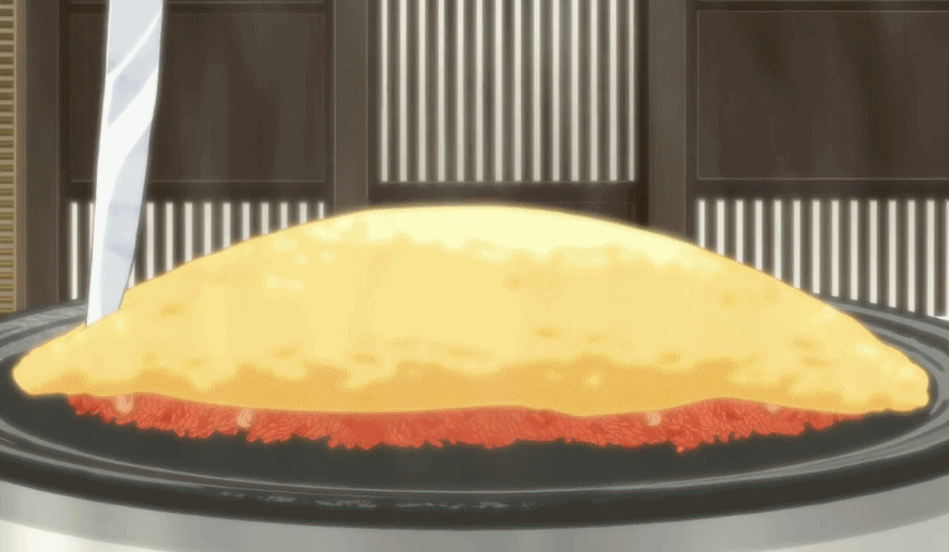 切开有流心的半熟蛋包饭,跟朋友一起做的饭才最美味!