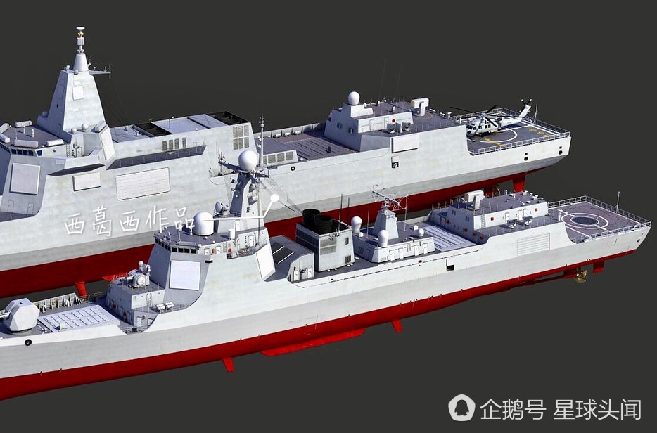 第二艘055型驱逐舰曝光 CG图与052D对比体型