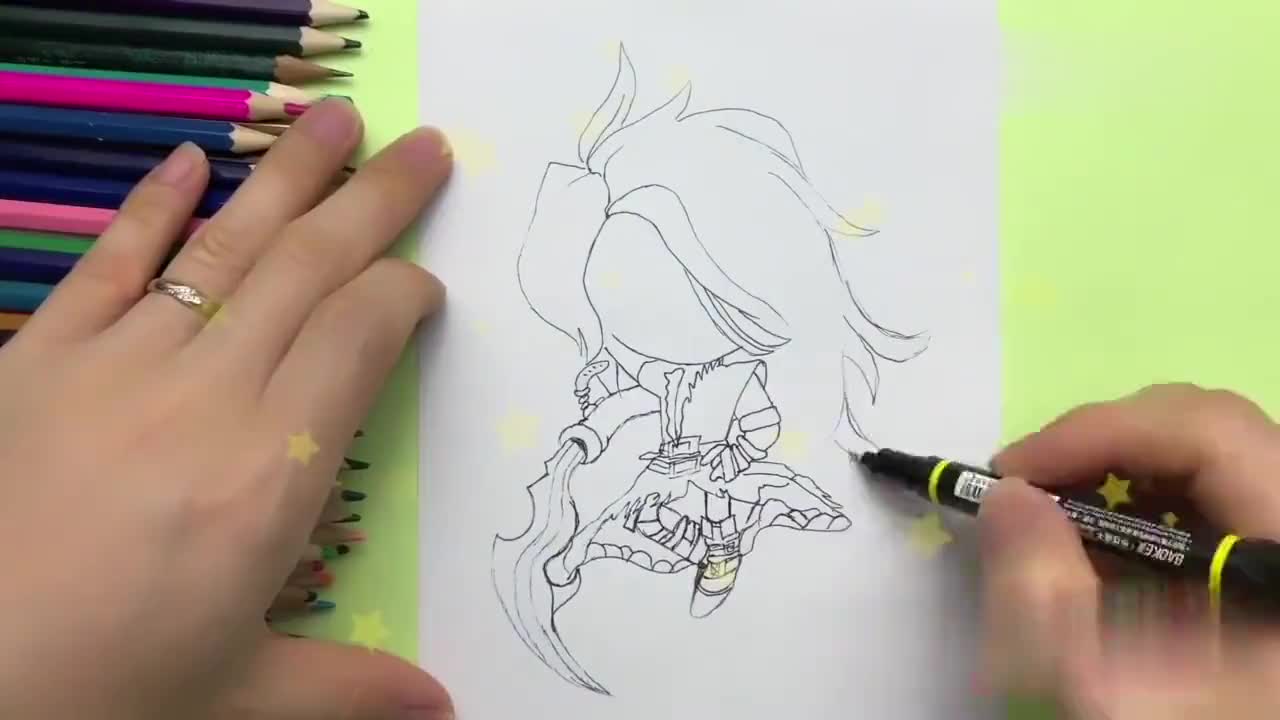 手绘教程:画q版叶罗丽封银沙简笔画,有点小酷哦!