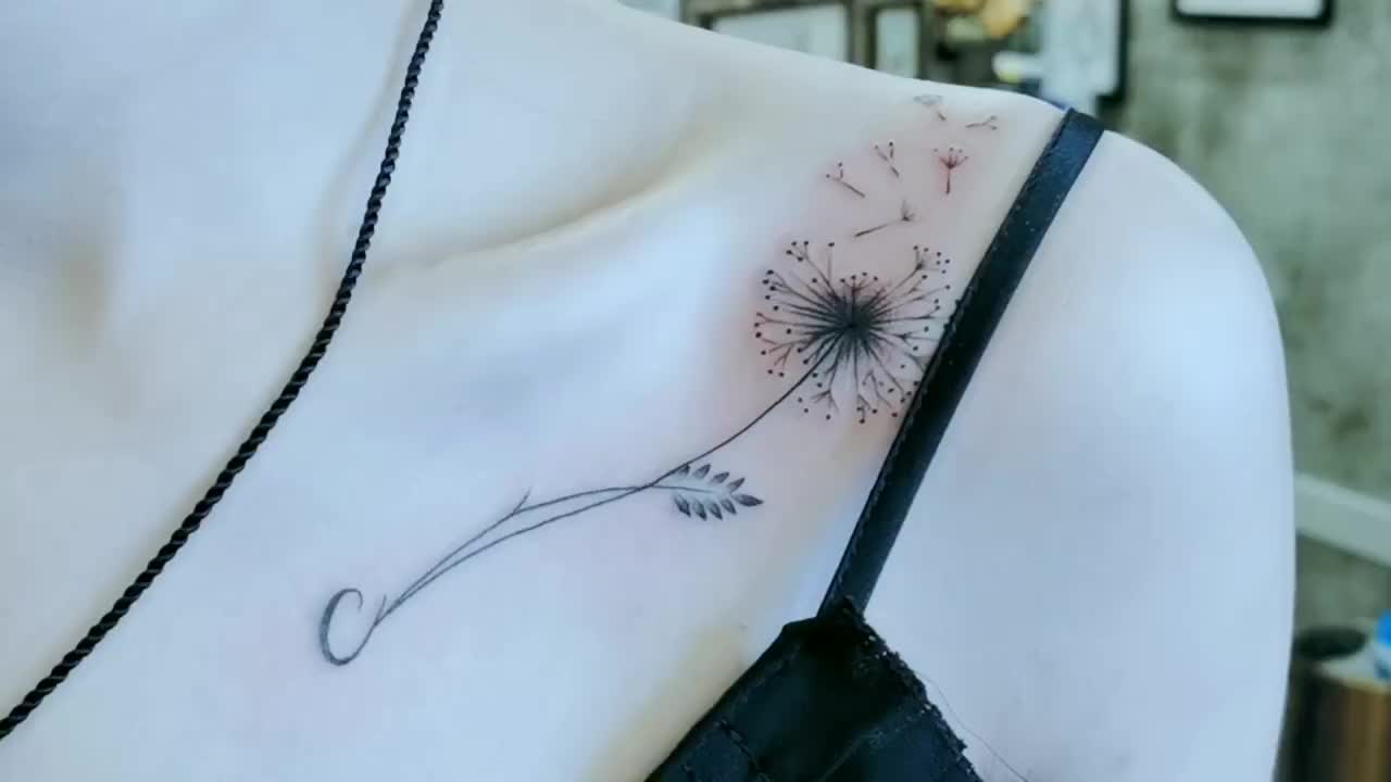 蒲公英锁骨纹身,也是不错的选择