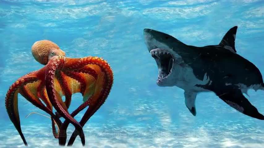 巨型章鱼捕食鲨鱼,镜头记录下全过程,让人大开眼界!