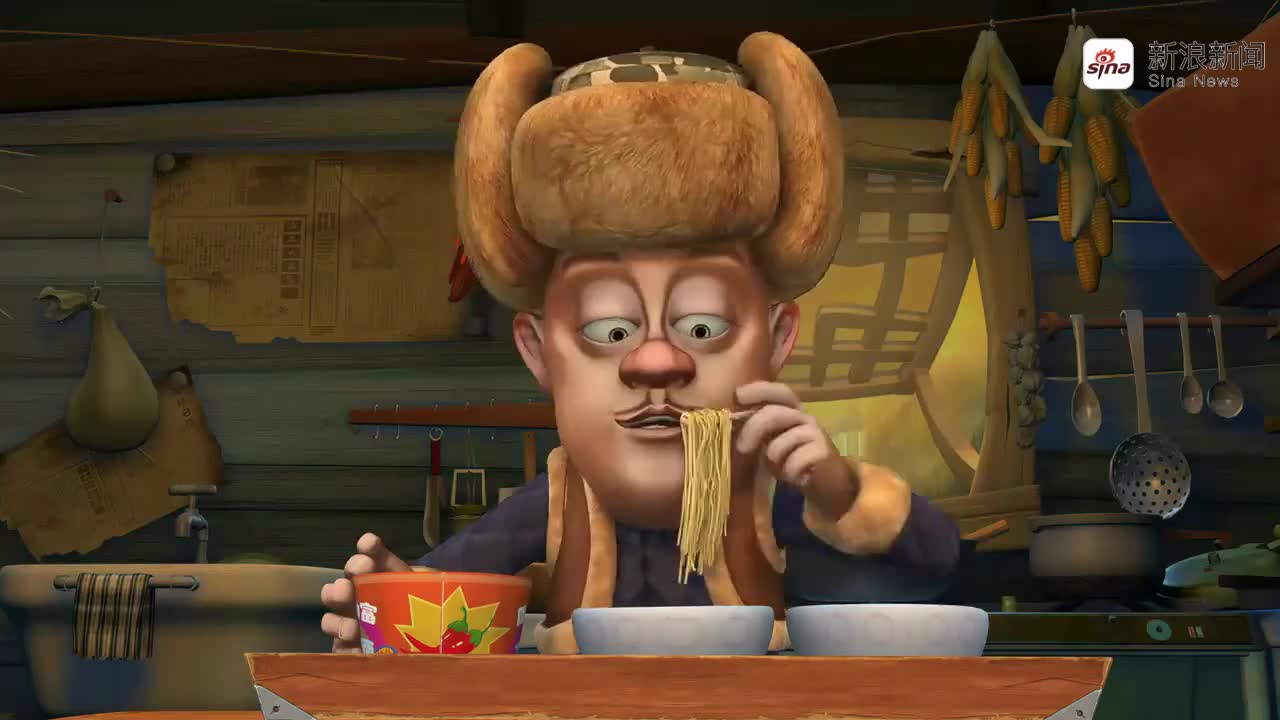 熊大熊二替光头强准备了蜂蜜水果 他却用方便面来招待