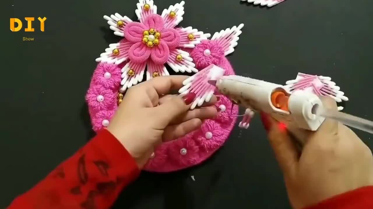 手工活编绳花朵挂件简单好做适合宝妈拿回家做