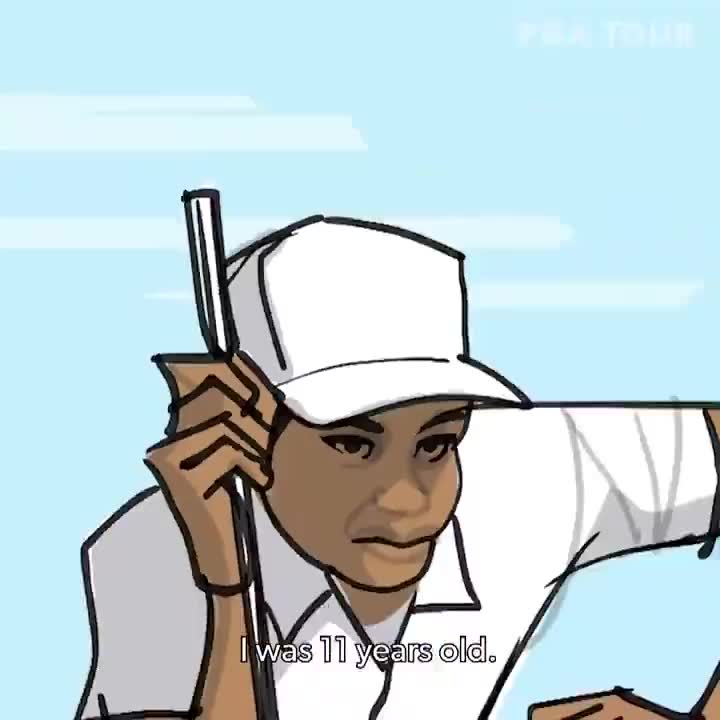 老虎伍兹五岁时打球画面