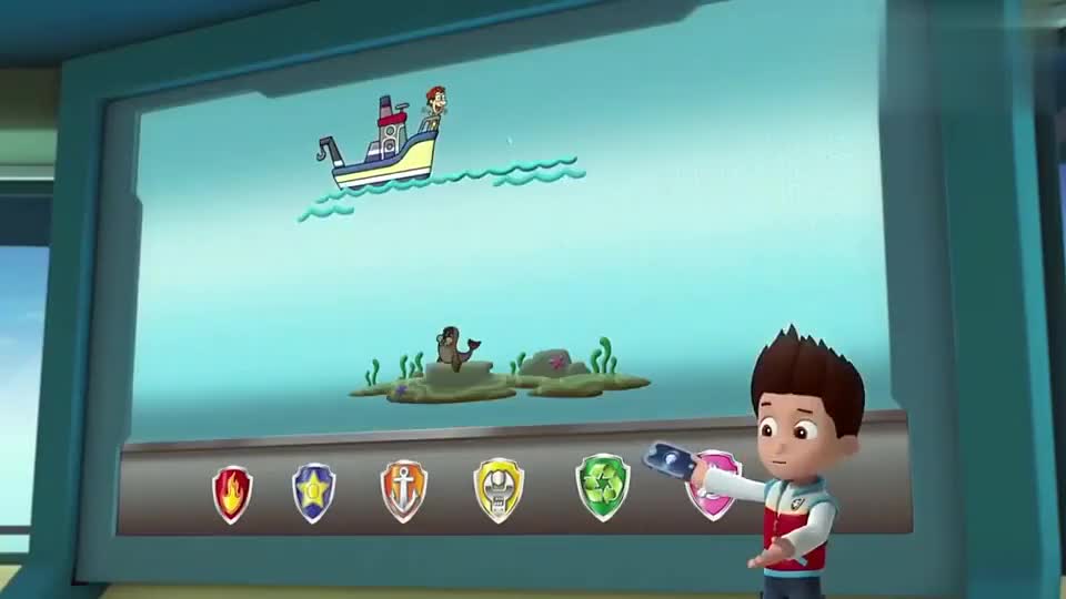 汪汪队立大功:船长海边巡逻,看到受困海豚,找到汪汪队帮忙解决