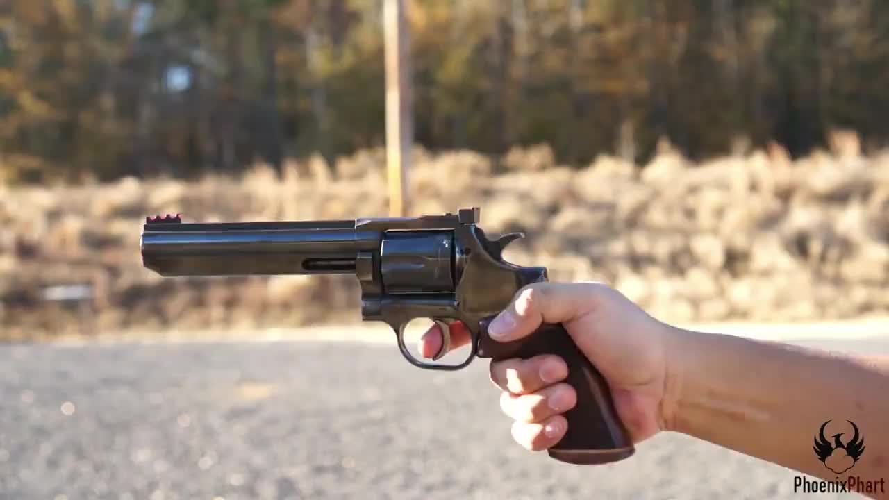 国外大爷射击大口径左轮手枪"左轮手枪的后坐力差点打脸"