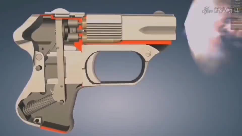 双管德林杰手枪的3d动画演示