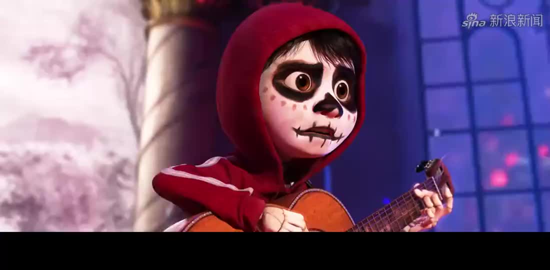 寻梦环游记,米格为了见到歌神德拉库斯,自己拿着吉他上台