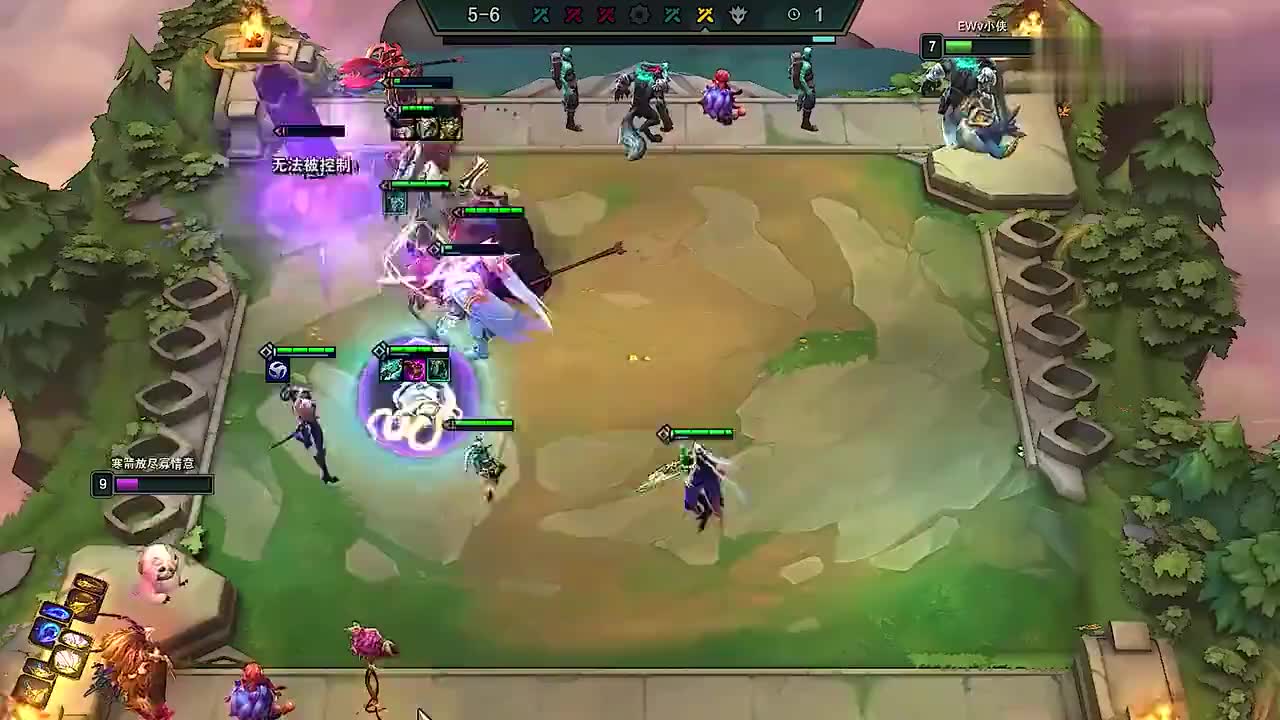 云顶之弈s5:塞恩三把分裂弓,平a攻击五个目标,打出了范围伤害