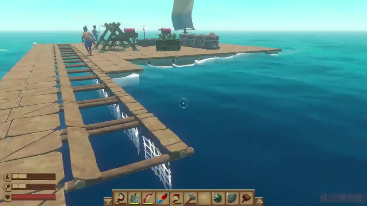 木筏求生4:江叔勇者斗鲨鱼!终于有肉吃了